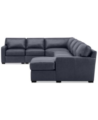 Radley 141" 6-Pc. Leather Wedge Modular Chaise Sectional