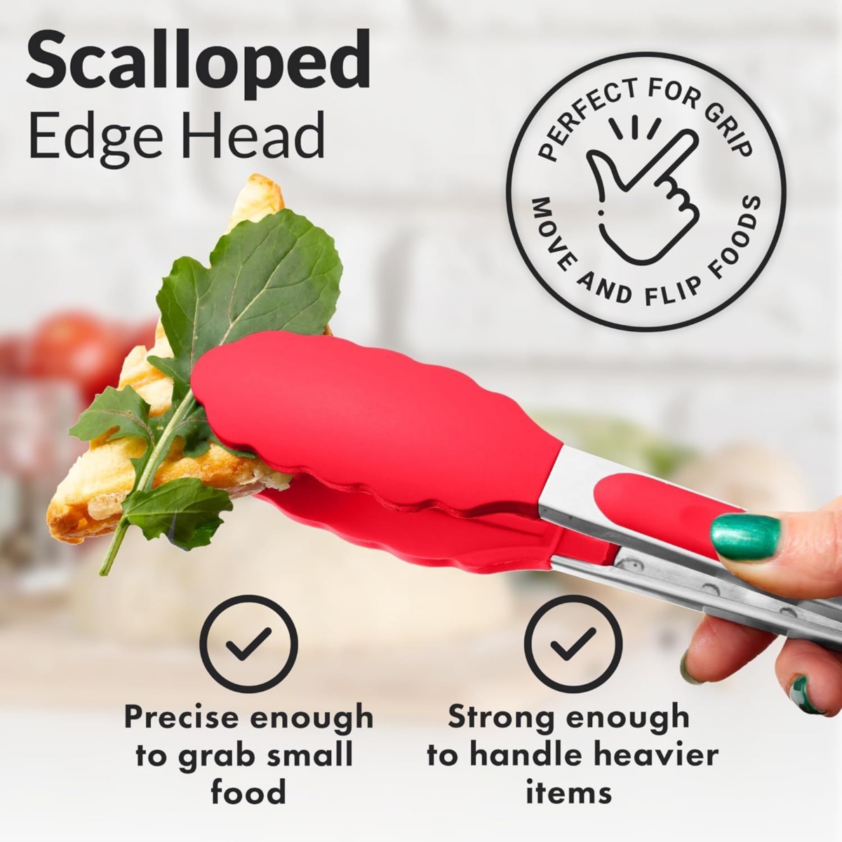 Zulay Kitchen Stainless Steel Kitchen Tongs with Silicone Tips - Set of