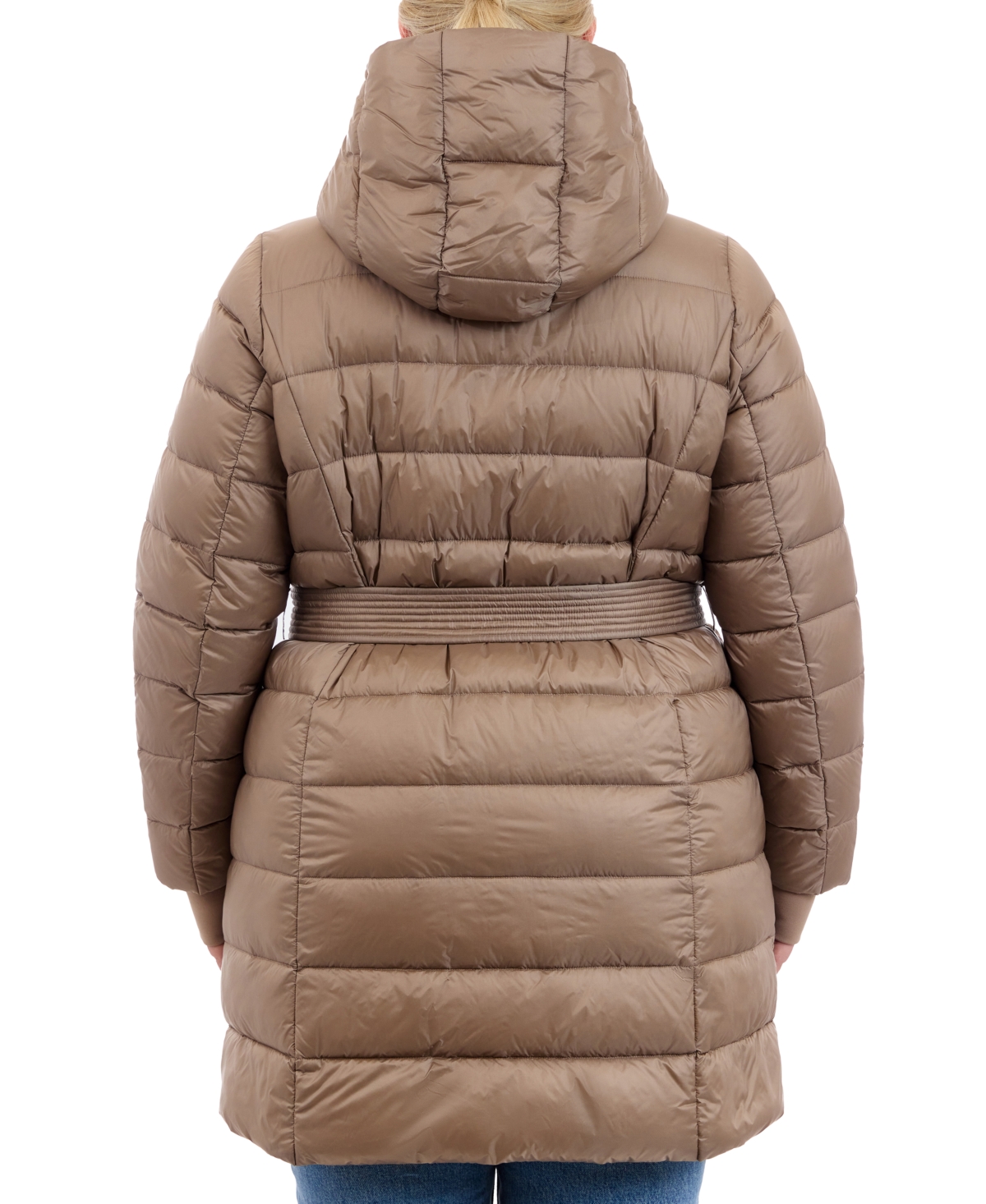 Michael Michael Kors Plus Size Hooded Belted Down Puffer Coat, Created for Macy's