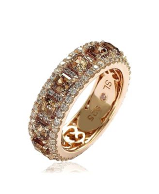 Suzy Levian Sterling Silver Cubic Zirconia Modern Eternity Band Ring