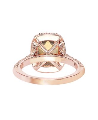 Suzy Levian Sterling Silver Emerald-cut Cubic Zirconia Halo Center Stone Ring