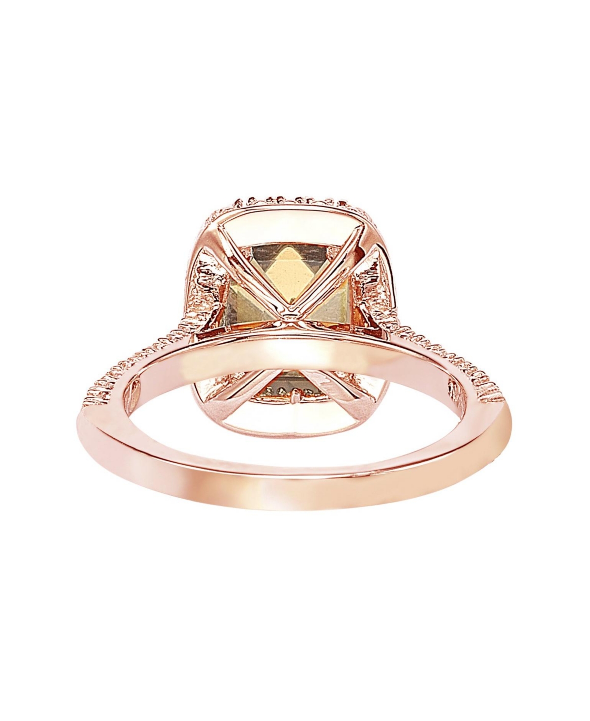 Suzy Levian New York Suzy Levian Sterling Silver Emerald-cut Cubic Zirconia Halo Engagement Ring -brown