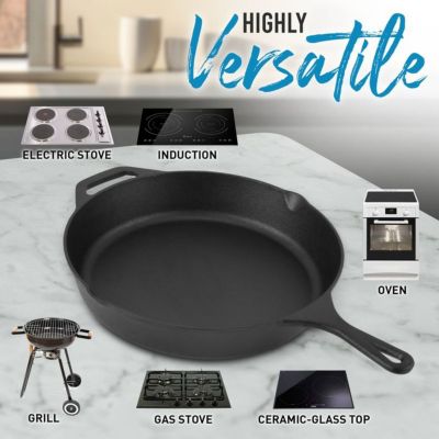 cast iron 12 InchHeavy Duty Pre-Seasoned Pan - Grill, Stovetop, Induction, Oven & Campfire Safe