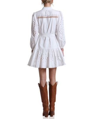 Women's Eyelet Cotton Lined Shirt Dress