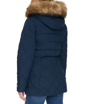 Women's Bibbed Faux-Fur-Trim Hooded Puffer Coat, Created for Macy's