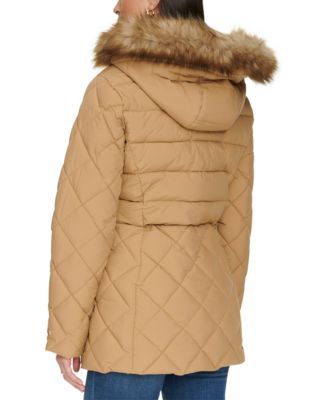 Women's Bibbed Faux-Fur-Trim Hooded Puffer Coat, Created for Macy's