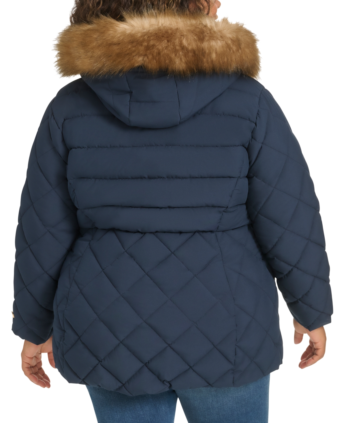 Tommy Hilfiger Plus Size Faux-fur-trim Hooded Puffer Coat, Created For Macy's