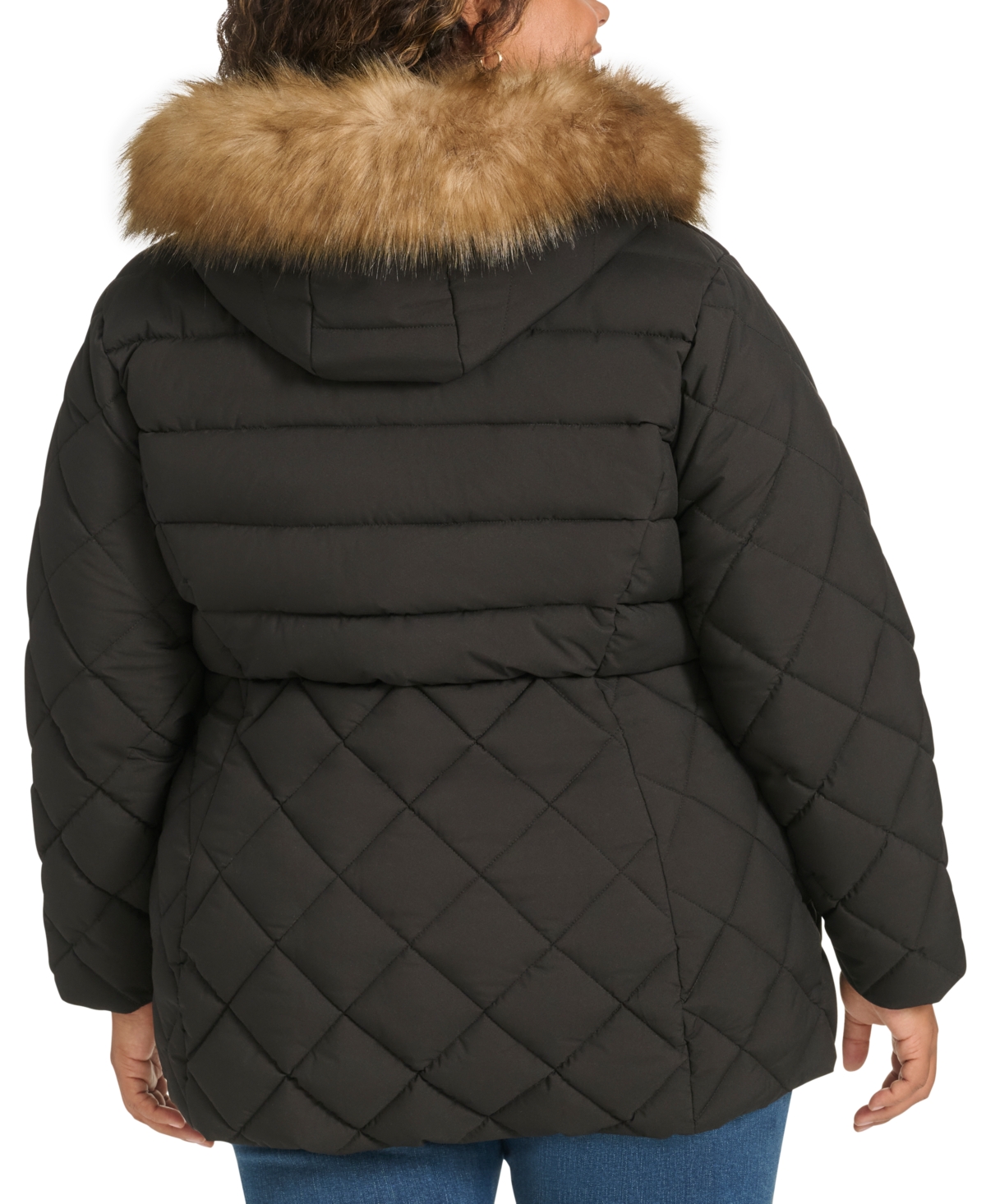 Tommy Hilfiger Plus Size Faux-fur-trim Hooded Puffer Coat, Created For Macy's
