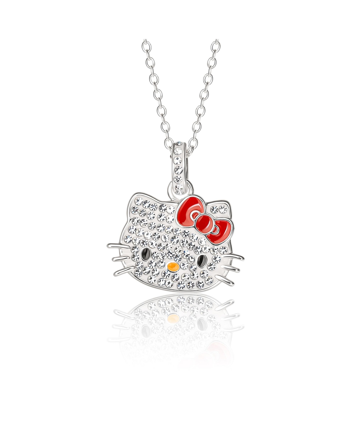 Sanrio Silver Plated Crystal Pendant - Silver tone, red