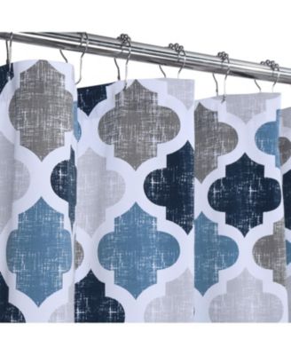 Quatrefoil Print Cotton Blend Fabric Shower Curtain, 72" x 72"