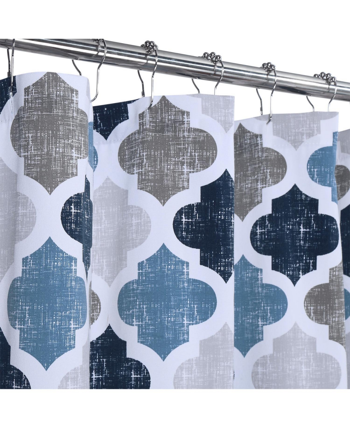 Caromio Quatrefoil Print Cotton Blend Fabric Shower Curtain, 72" x 72"
