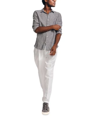 Men's Classic-Fit Long-Sleeve Button-Up Solid Linen Shirt 