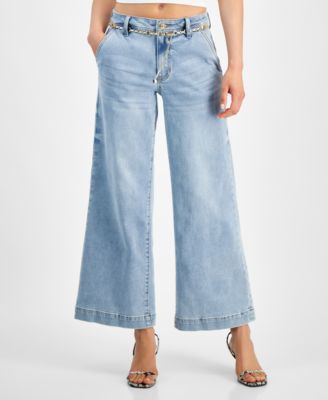 GUESS - Women's Zoya Cropped Wide-Leg Jeans