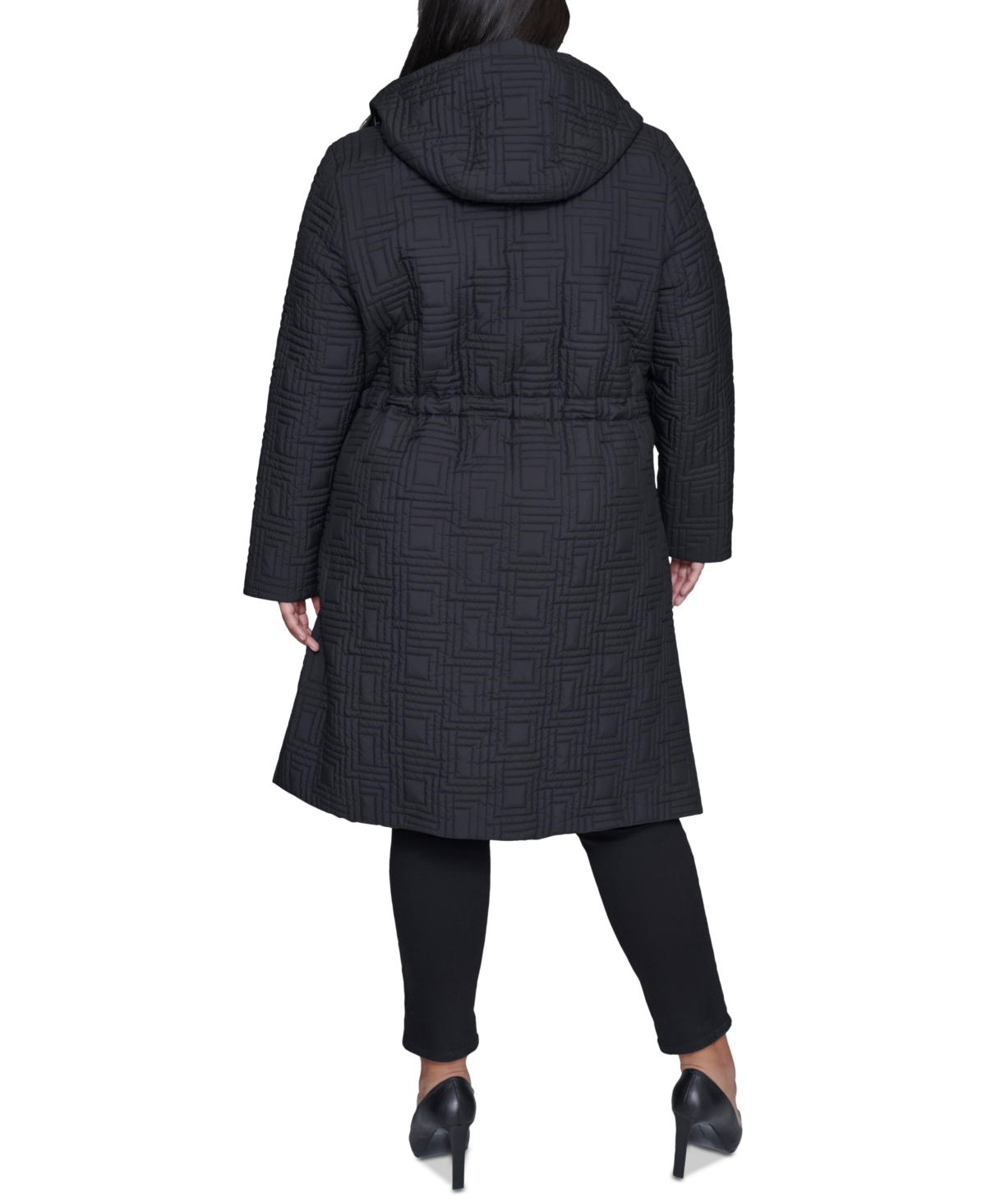 Karl Lagerfeld Paris Plus Size Hooded Quilted Anorak Coat, Created for Macy's