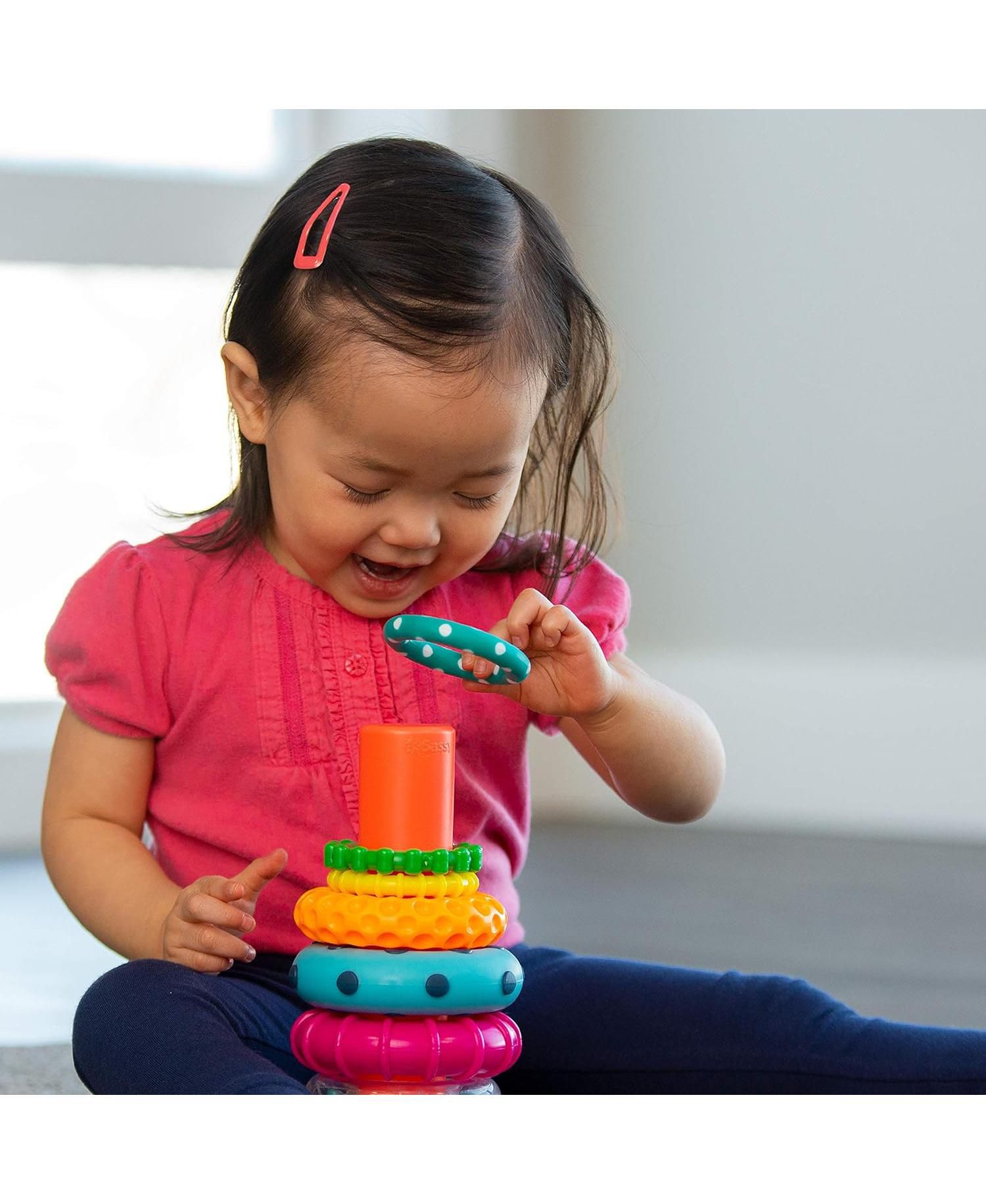 Sassy Stacks of Circles Stacking Ring STEM Learning Toy, 9 Piece Set