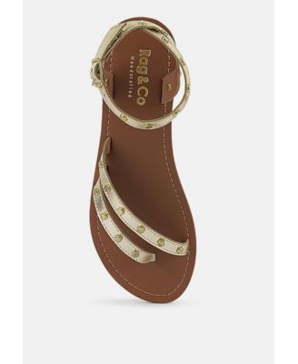 OPRAH Womens Studs Embellished Flat Sandals