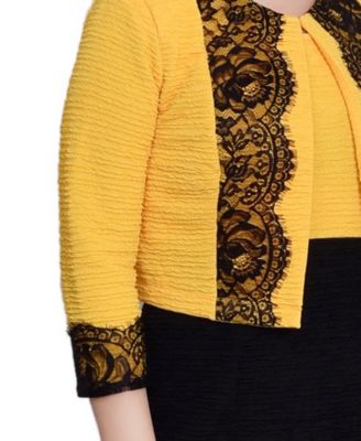 Petite Lace-Detail 2 Piece Textured Knit Dress Set