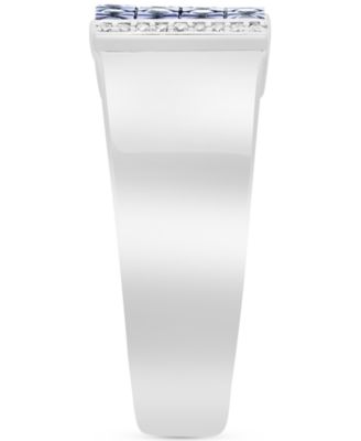 EFFY&reg; Men's Sapphire (7/8 ct. t.w.) & Diamond Accent Ring in Sterling Silver