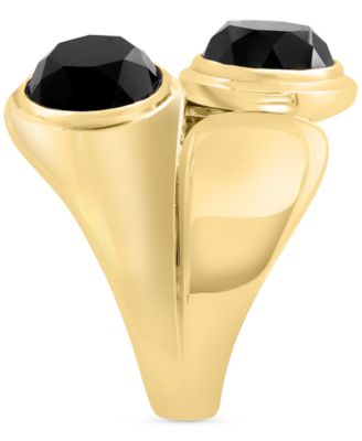 EFFY&reg; Onyx Circle Polished Statement Ring in Gold-Plated Sterling Silver
