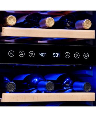 15" Built-in 29 Bottle Dual Zone Compressor Wine Fridge in Stainless Steel, Quiet Operation with Beech Wood Shelves