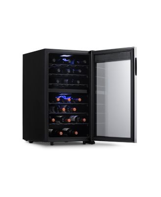 Freestanding 43 Bottle Dual Zone Compressor Wine Fridge in Stainless Steel, Adjustable Racks and Exterior Digital Thermostat