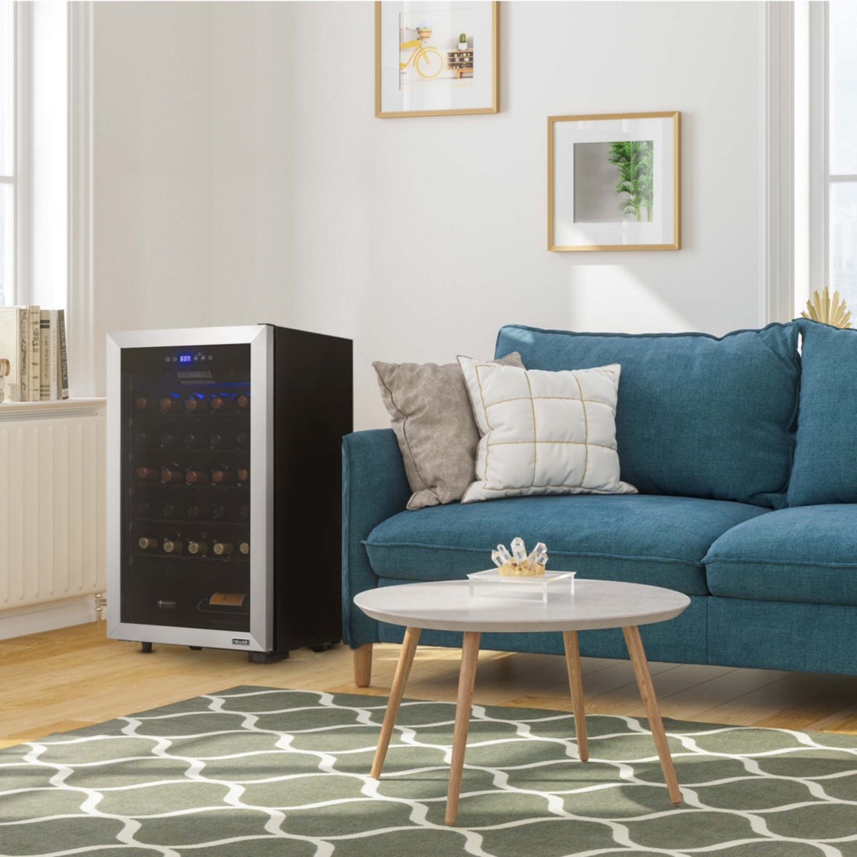 Newair Freestanding Bottle Compressor Wine Fridge in Stainless Steel
