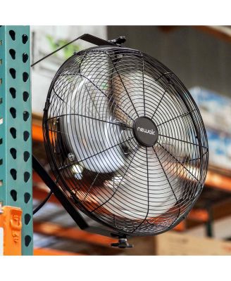 18" High Velocity Wall Mount Fan, Heavy Duty Outdoor Fan, Adjustable Tilt and 3 Speeds up to 4012 CFM, Pull Chain Switch