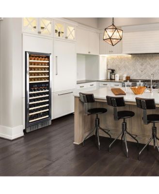 27" Built-in 116 Bottle Dual Zone Compressor Wine Fridge in Stainless Steel, Quiet Operation with Smooth Rolling Shelves