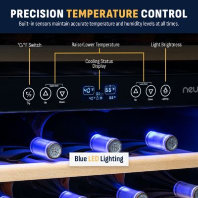 24-inch 46 Bottle Wine Cooler Refrigerator, Built-in Dual Zone Wine Fridge in Black Stainless Steel, Quiet Operation with Beechwood Shelves