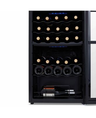 Shadow Series Wine Cooler Refrigerator 33 Bottle Dual Temperature Zones, Freestanding Mirrored Wine Fridge with Double-Layer Tempered Glass Door & Compressor Cooling for Reds, Whites, and Sparkling Wine, 41f-64f Digital Temperature Control