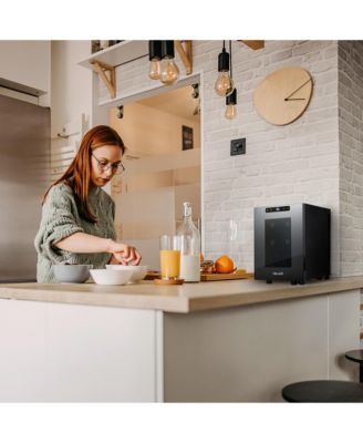 Shadow-T Series Wine Cooler Refrigerator, 6 Bottle Countertop Mirrored Compact Wine Cellar with Triple-Layer Tempered Glass Door, Vibration-Free & Ultra-Quiet Thermoelectric Cooling for Reds, Whites, and Sparkling Wine, Mini Wine Fridge