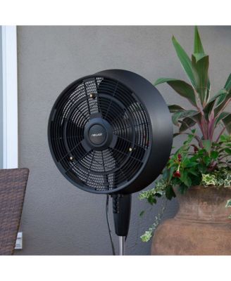 Outdoor Misting Fan and Pedestal Fan in Black, Cools 500 sq. ft. with 3 Fan Speeds and Wide-Angle Oscillation