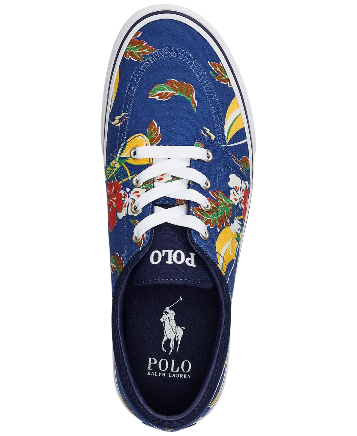 Shop Polo Ralph Lauren Men's Faxon X Printed Tropical Canvas Sneaker In Azure Sail