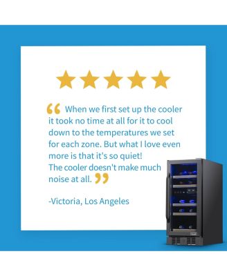 Freestanding 28 Bottle Dual Zone Compressor Wine Fridge in Stainless Steel, Adjustable Racks and Exterior Digital Thermostat