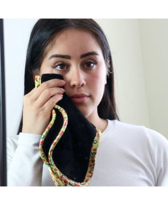 Decorative Microfiber Makeup Remover Cloths (Pack of 5, Design Options), Soft Coral Fleece Reusable Makeup Towels with a Travel Bag, Facial Wash Cloth for Bathroom, 7.5 x 15.5 in.