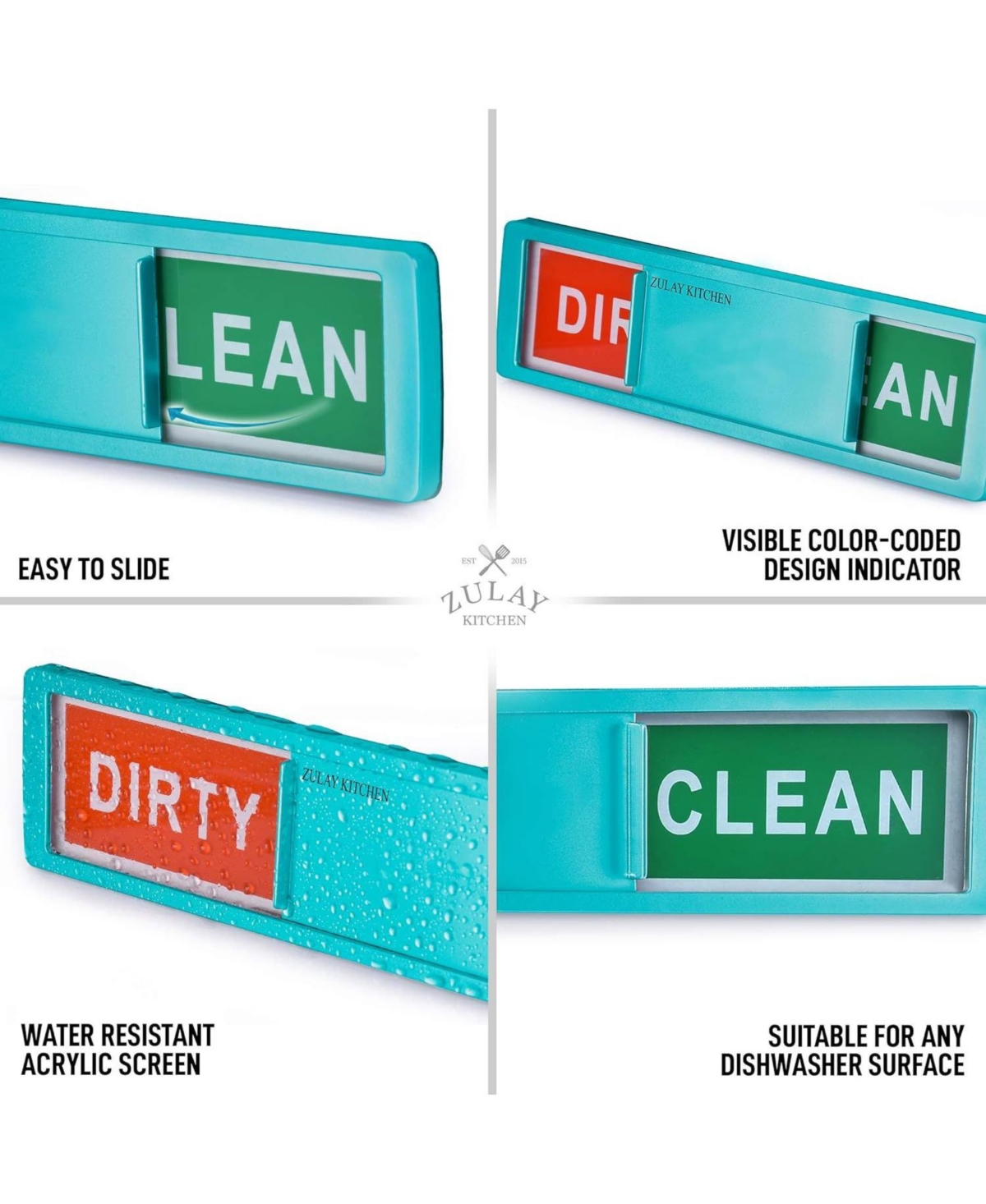 Zulay Kitchen Dishwasher Clean Dirty Magnet Sign - For Stainless Steel & Other Magnetic Surfaces