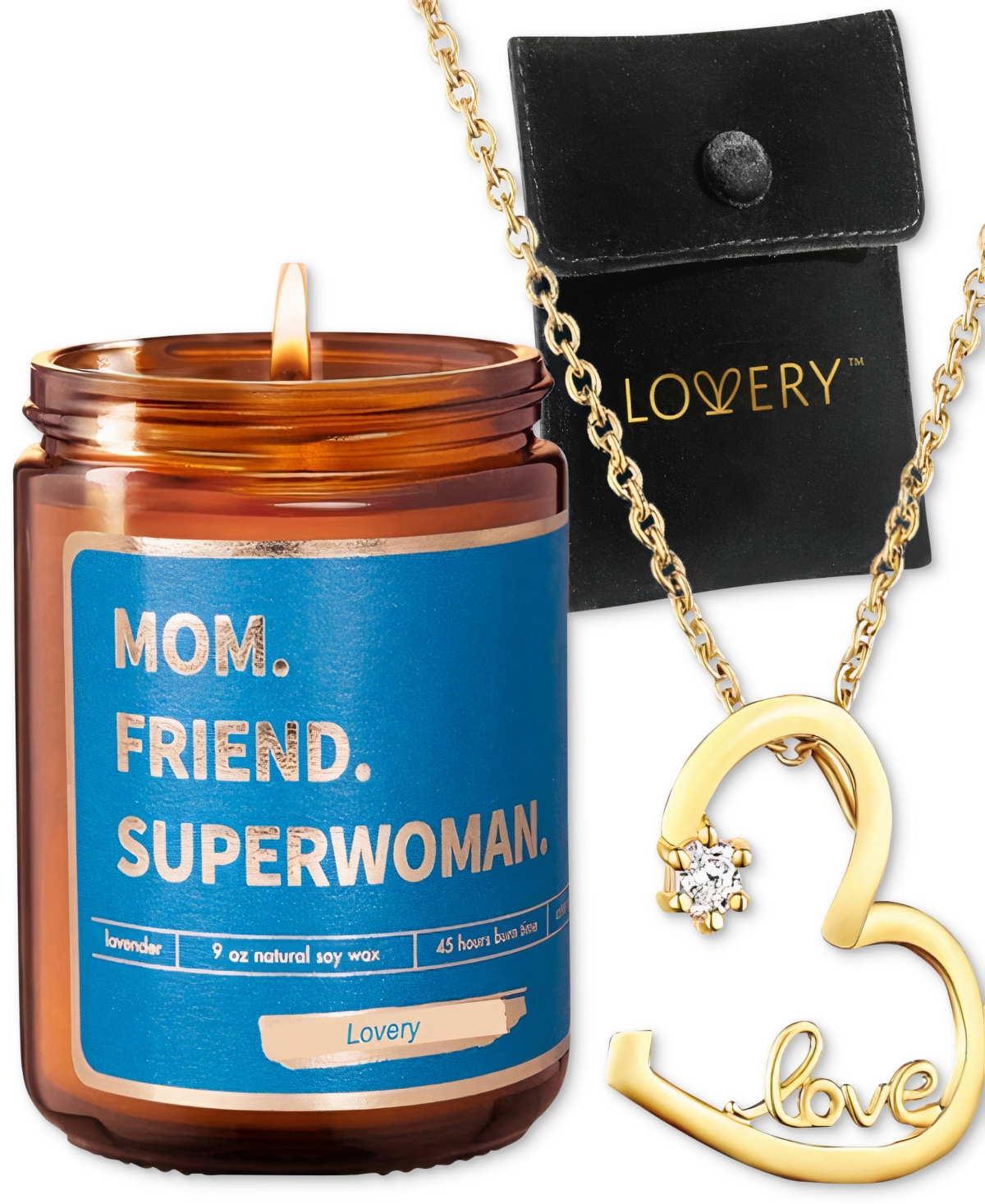 3-Pc. Open Heart Necklace & Scented Candle Gift Set