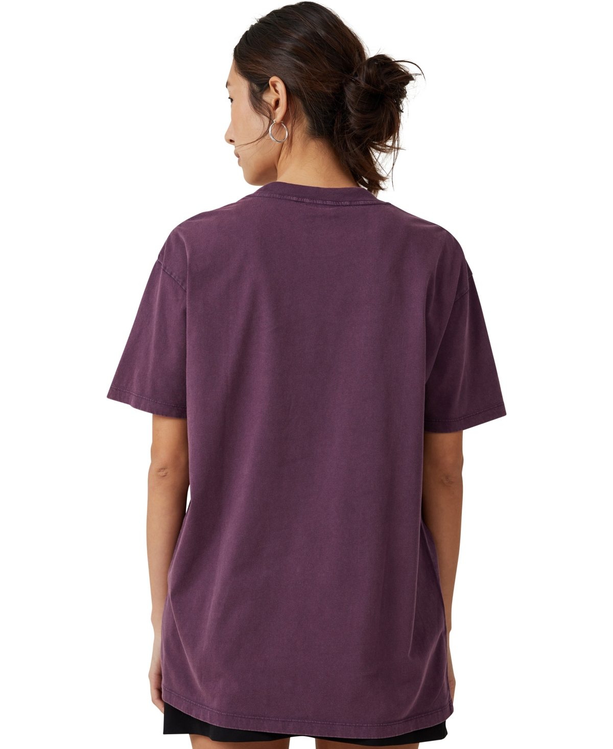 Shop Cotton On Women's The Oversized Band Tee In Deep Plum