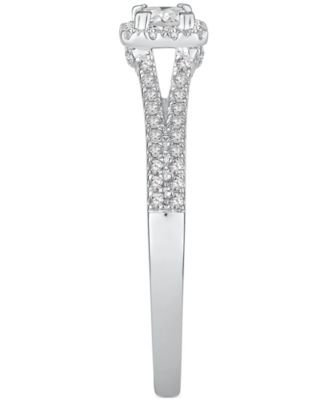 Diamond Halo Double Row Engagement Ring (1/2 ct. t.w.) in 14k White Gold