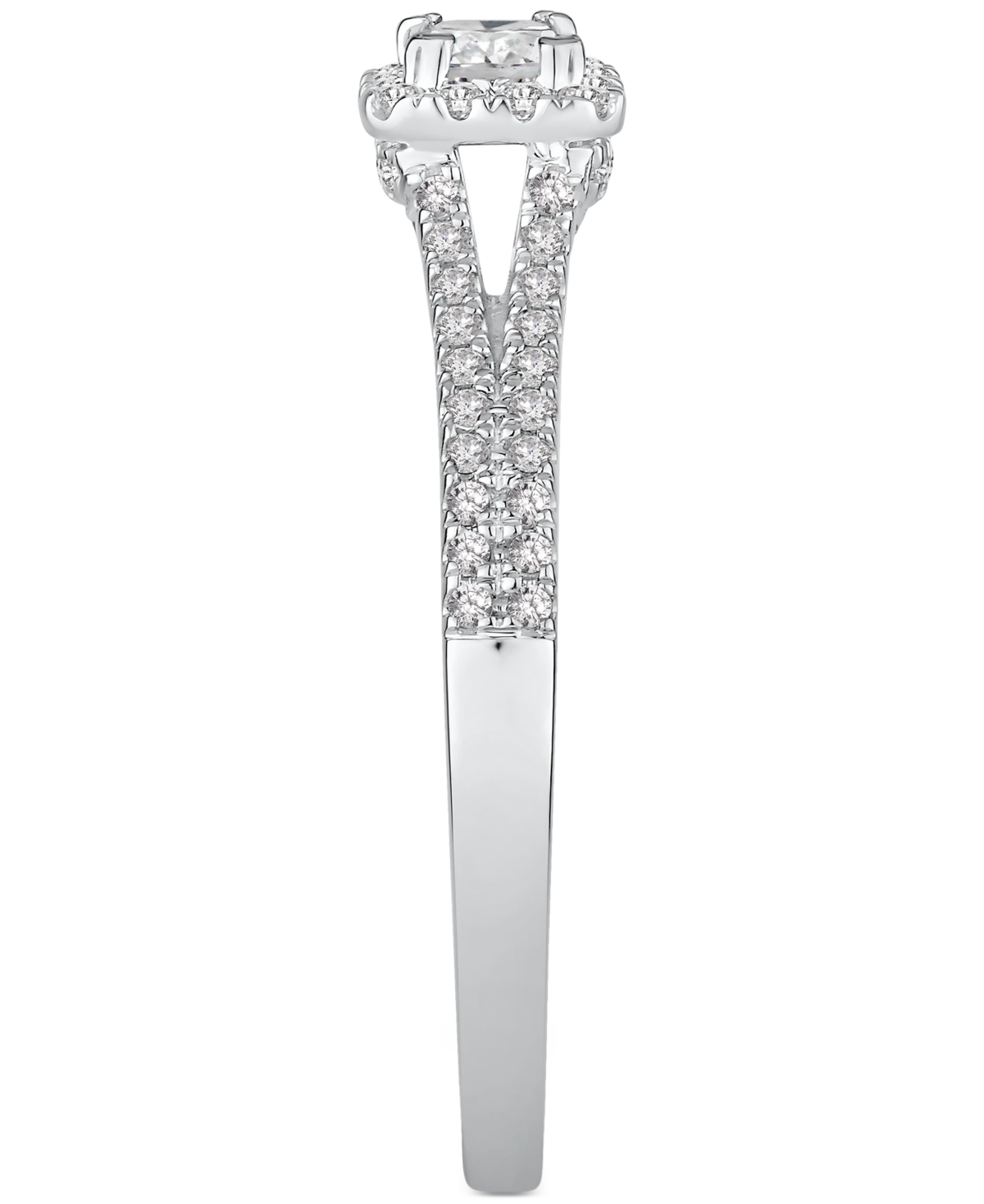 Macy's Diamond Halo Double Row Engagement Ring (1/2 Ct. T.w.) In 14k White Gold In White Gold