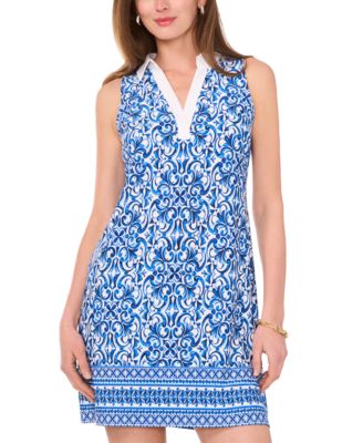 MSK - Women's Printed Collared Shift Dress