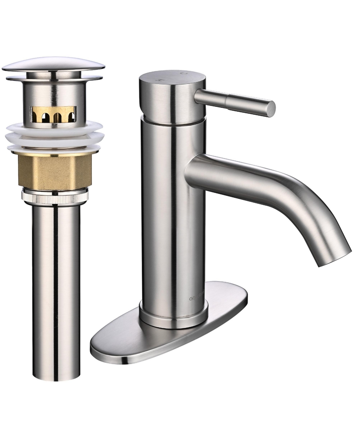 Single Handle Bathroom Vessel Faucet Basin Tap with Pop-up Drain - Silver