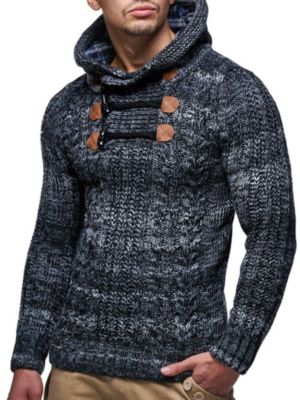 Men s Knitted Pullover | Long-sleeved slim fit hoodie | Basic winter hoodie-sweater for Men