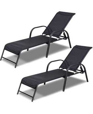 Set of 2 Patio Adjustable Recliner Lounge Chairs