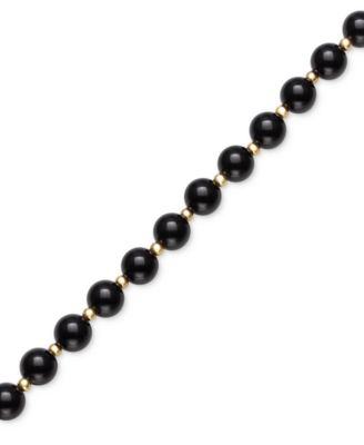 Onyx Bead Bracelet (8mm) in 10k Gold