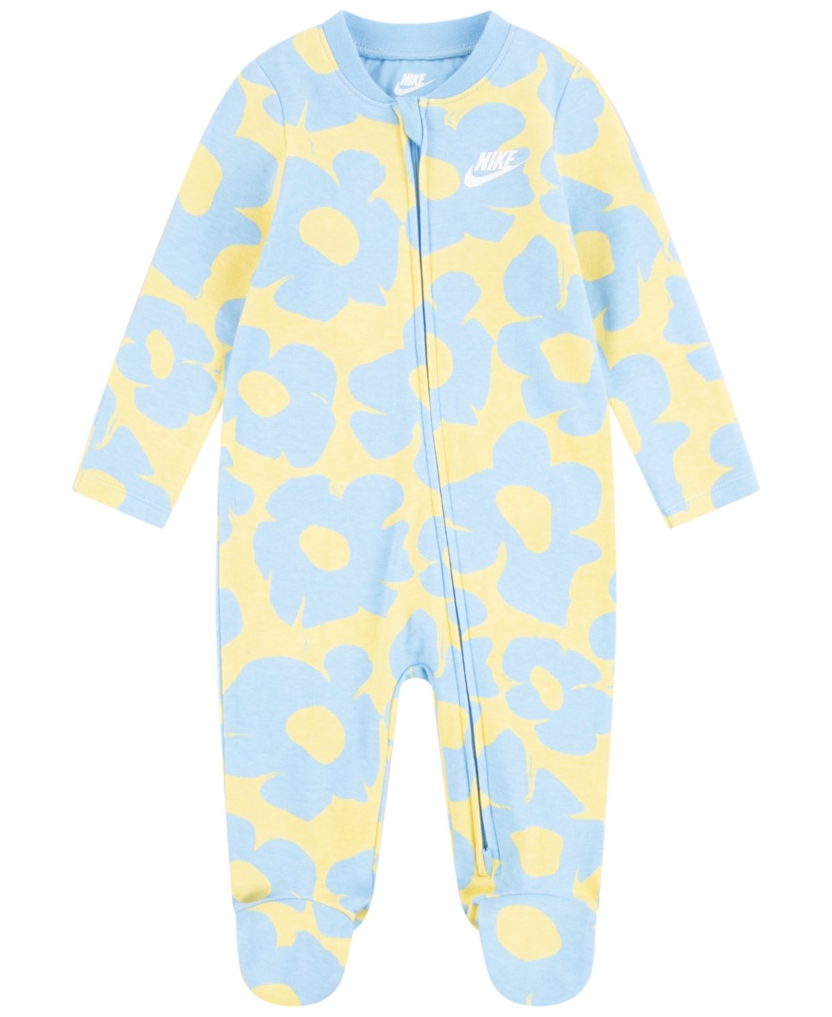 Shop Nike Baby Girls Floral Coverall In Aquarius Blue