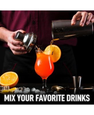 Cocktail Shaker with Built-in Strainer For Bartending & Homebars (24oz) - Silver