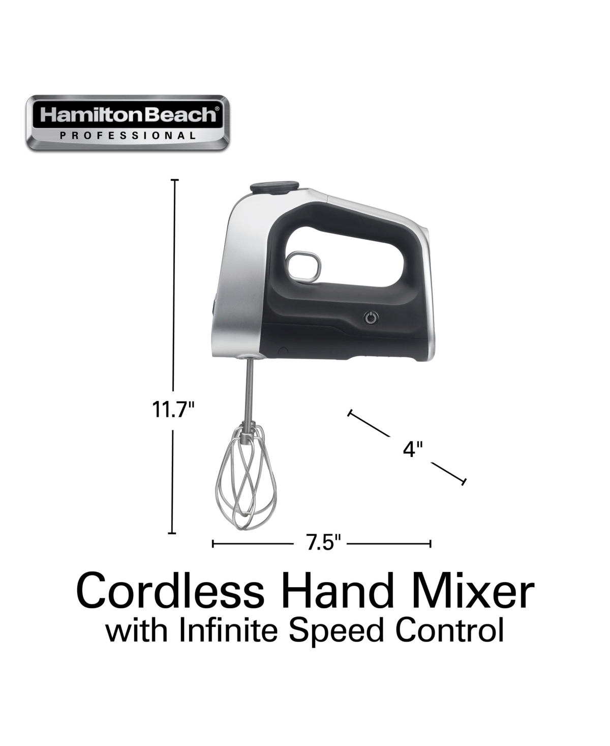 Shop Hamilton Beach Professional Cordless Hand Mixer With Infinite Speed In Black