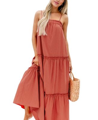 CUPSHE Women's Rust Square Neck Sleeveless Maxi Beach Dress - Macy's