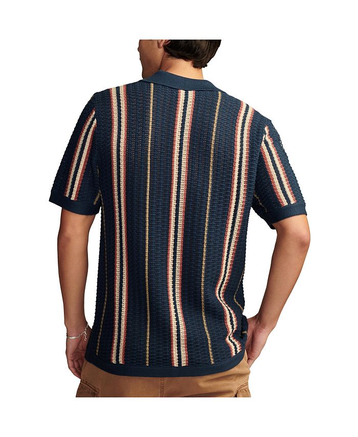Lucky Brand Men's Short Sleeve Striped Button Down Sweater Shirt - Macy's